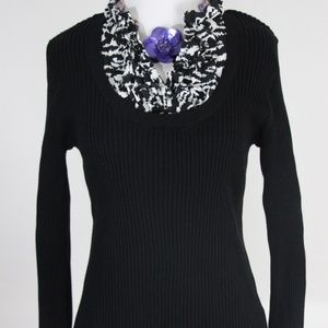 AUGUST SILK Black and Black & White Zebra Top